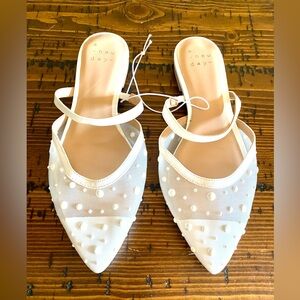 A New Day Women's White Beaded Textured Flats